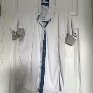 Piper White and Blue Women's Casual Button Down Shirt